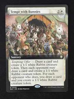 1x MTG Tempt with Bunnies (Extended Art) - Commander: Bloomburrow (BLC) #49 - Image 1