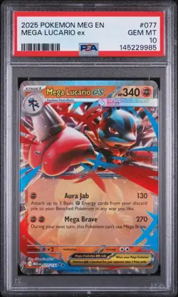 (PSA 10) Pokemon: Mega Evolution – Mega Lucario ex #077 [Double Rare] - Image 1
