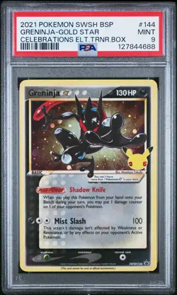2021 POKEMON SWSH BLACK STAR PROMO #144 GRENINJA-GOLD STAR PSA 9 - Image 1