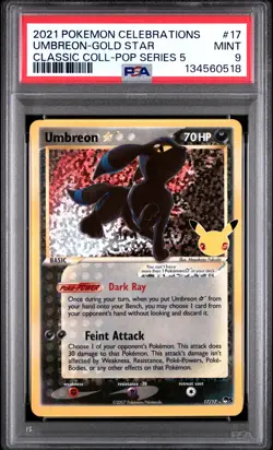 2021 POKEMON CELEBRATIONS CLASSIC COLL #17 UMBREON-GOLD STAR PSA 9 - Image 1