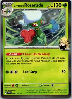 Cynthia's Roserade 008/182 - SV10: Destined Rivals Pokemon TCG NM Holofoil - Image 1