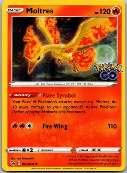 Moltres 012/078 - Pokemon GO Pokemon TCG NM Holofoil - Image 1