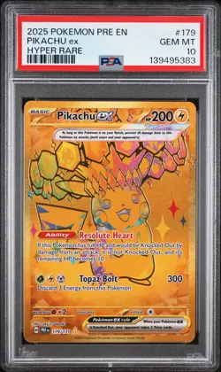 2025 POKEMON PRE EN-PRISMATIC EVOLUTIONS HYPER RARE #179 PIKACHU EX PSA 10 - Image 1