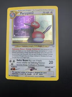 Pokemon TCG Porygon2 Neo Revelation Holo Rare Card 12/64 MP - Image 3
