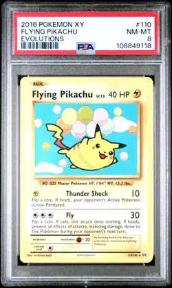 2016 POKEMON XY EVOLUTIONS #110 FLYING PIKACHU PSA 8 - Image 1