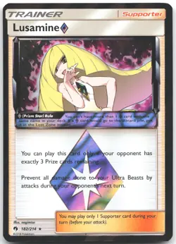 Lusamine ◇ 182/214 Prism Star Rare Lost Thunder Pokemon Near Mint - Image 1