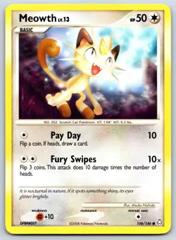 Meowth - DP Legends Awakened 106/146 Atsuko Nishida Pokemon 151 Card LP - Image 1