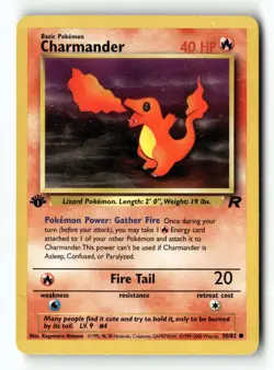 Pokemon Card Charmander LP Team Rocket 1st Edition Common 50/82 C - Image 1