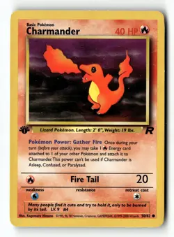 Pokemon Card Charmander LP Team Rocket 1st Edition Common 50/82 - Image 1
