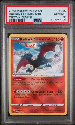 Radiant Charizard Pokemon Sword And Shield Crown Zenith 020/159 PSA 10 - Image 1