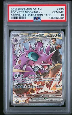 2025 POKEMON DRI EN-DESTINED RIVALS #233 TEAM ROCKET'S NIDOKING EX PSA 10 - Image 1