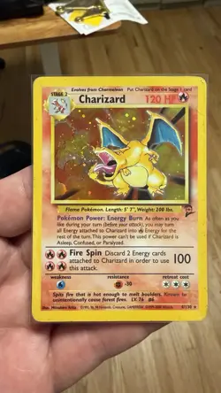 🌀SWIRL🌀 Charizard 004/130 Base Set 2 Holo Rare 120 HP Pokemon English - Image 1