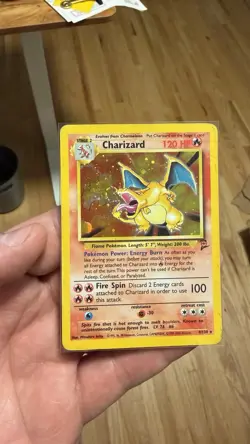 🌀SWIRL🌀 Charizard 004/130 Base Set 2 Holo Rare 120 HP Pokemon English - Image 2