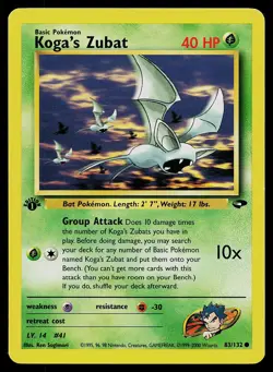 Pokemon Gym Challenge 83/132 Koga's Zubat 1st Edition Pokemon Card - Image 1