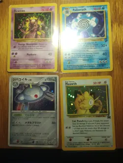 Pokemon Holo Vintage Card Lot Mewtwo Poliwrath Meowth Magneton hp-dmg read des. - Image 1