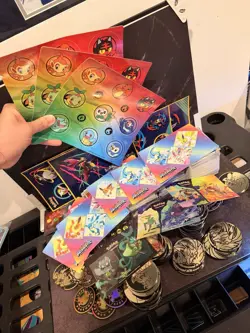 Pokemon ETB and UPC Accessories Random Lot Coins Stickers Dice Energy Cards - Image 1