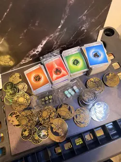 Pokemon ETB and UPC Accessories Random Lot Coins Stickers Dice Energy Cards - Image 2