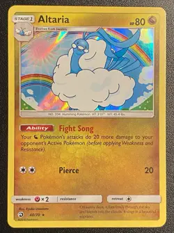 Altaria Holo Rare 40/70 Pokemon TCG Sun & Moon Dragon Majesty NM Free Ship - Image 1