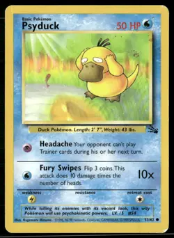 ✰ PSYDUCK 53/62 COMMON FOSSIL POKEMON ✰ DMG - Image 2