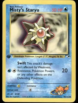 Pokemon Misty's Staryu [1st Edition] #90 Pokemon VINTAGE- Gym Heroes RARE LP - Image 1
