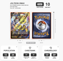 Jolteon VMAX 051/203 Full Art | TAG 10 | Evolving skies | Graded Pokemon TCG - Image 3