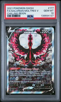 2021 POKEMON CHILLING REIGN 177 GALARIAN MOLTRES V FULL ALT ALTERNATE ART PSA 10 - Image 1