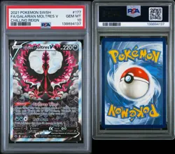 2021 POKEMON CHILLING REIGN 177 GALARIAN MOLTRES V FULL ALT ALTERNATE ART PSA 10 - Image 3