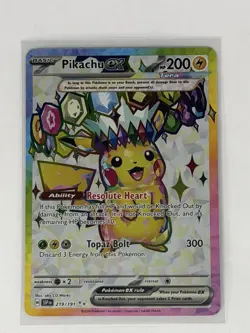 Pokemon Pikachu ex 219/191 Sv08: Surging Sparks Ultra Rare Full Art Holo EX - Image 1