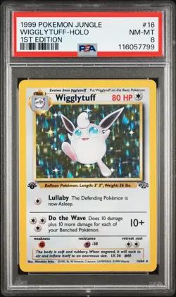 1999 POKEMON JUNGLE 1ST ED #16 WIGGLYTUFF-HOLO PSA 8 - Image 1