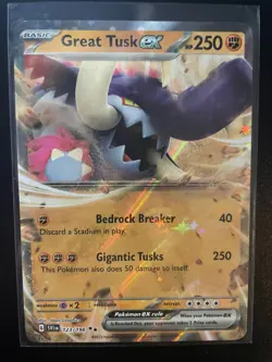 Pokemon TCG Great Tusk ex Scarlet & Violet Base Set 123/198 Holo Double Rare - Image 1
