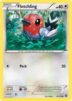 Fletchling 94/114 XY - Steam Siege Regular MP-Moderately Played Pokemon TCG - Image 1