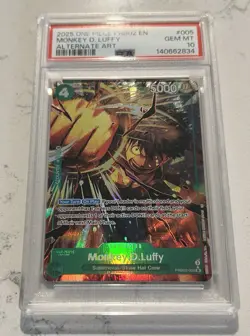 PSA 10 Gem Mint One Piece PRB02-005 Monkey D. Luffy Alternate Art English - Image 2