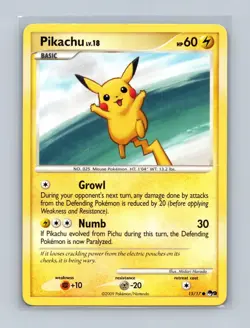 Pikachu 15/17 Common POP Series 9 Pokemon Moderately Played - Image 1