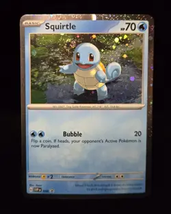 Pokemon TCG - SQUIRTLE #048 - COSMOS HOLO (SWIRL!) - PROMO - S&V 151 (2023) - NM - Image 1