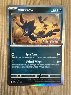 Murkrow SVP021 Paldea Evolved Prerelease Promo Holo Rare Pokemon Card NM - Image 1
