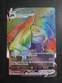 Pokemon Chilling Reign Metagross Vmax Secret Rare Rainbow Holo 208/198 NM - Image 1