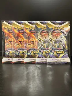 (5) Pokemon TCG: Sword & Shield-Brilliant Stars Sleeved Booster Pack Lot 820650809972 - Image 1