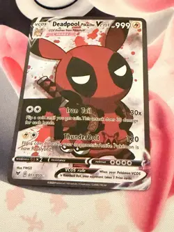 Pokemon Deadpool Pikachu Cosmax Full Art Foil VCOS Custom Card - Image 1