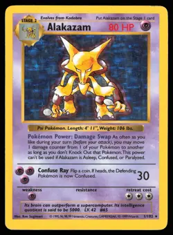 Alakazam 1/102 Holo - Shadowless | MP | Base Set | Pokemon TCG - 1999 - Image 1
