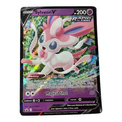 Sylveon V SWSH202 Black Star Promo Full Art Pokemon TCG Card Moderately Played - Image 1