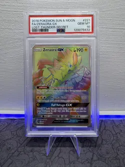 2018 Pokemon Lost Thunder Zeraora Gx Secret Rare Full Art #221 PSA 10 - Image 1