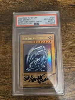 2002 YU-GI-OH! SDK Holo Bleed BLUE-EYES WHITE DRAGON PSA AUTHENTIC AUTO 9 - Image 1