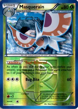 Masquerain (Team Plasma) 2/101 Reverse Holo Plasma Blast Pokemon Card TCG - Image 1