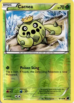 Cacnea 9/116 Reverse Holo Plasma Freeze Pokemon Card TCG - Image 1