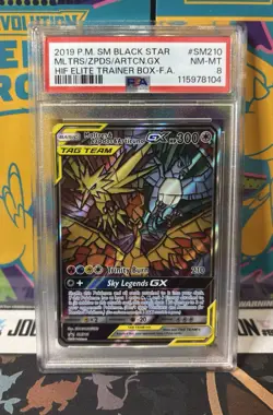 PSA 8 Moltres & Zapdos & Articuno GX SM210 Hidden Fates Black Star Promo Pokemon - Image 1