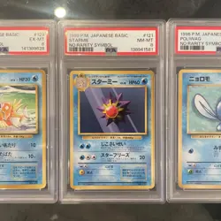 Pokemon 1996 Japanese Base Set No Rarity Lot of 3 Cards (PSA 6/8/8) - Image 3