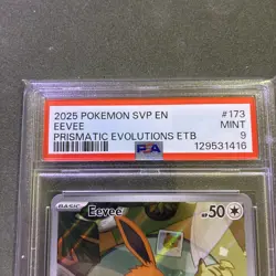 2025 POKEMON SVP PRISMATIC EVOLUTIONS ETB BLACK STAR PROMO #173 EEVEE PSA 9 - Image 2