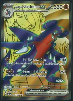 Cynthia's Garchomp EX 215/182 Full Art Pokemon SV Destined Rivals Near Mint - Image 1