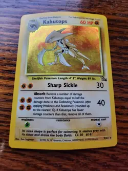 Kabutops - PL%% Holo Rare Vintage WotC 1999 English 9/62 Fossil Set Pokemon Card - Image 1
