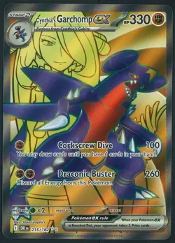 Cynthia's Garchomp 215/182 EX Full Art Pokemon SV Destined Rivals Near Mint - Image 1